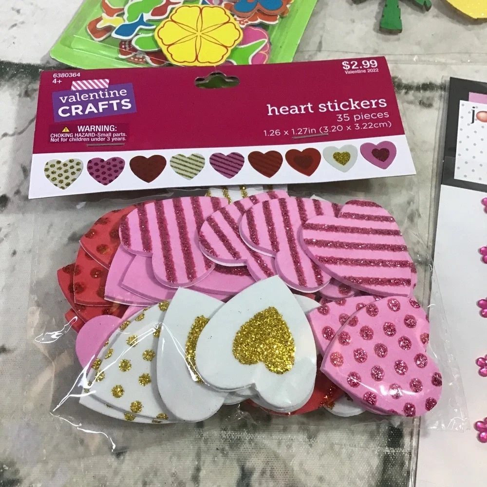 Scrapbooking Embellishments Craft Lot Diecut Hearts Jewel Flowers Pineapples